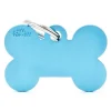 MYFAMILY Médaille basic grand os pour chien en aluminium bleu azur