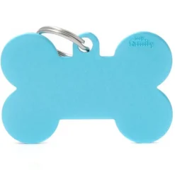 MYFAMILY Médaille basic os XL pour chien en aluminium bleu azur