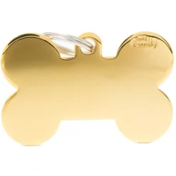 MYFAMILY Médaille basic os XL pour chien en laiton doré