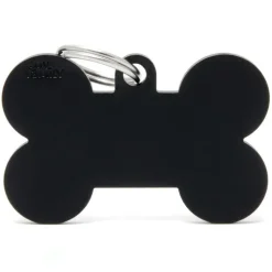 MYFAMILY Médaille basic os XL pour chien en aluminium noir