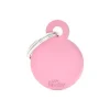 MYFAMILY Médaille basic petit cercle pour chien en aluminium rose