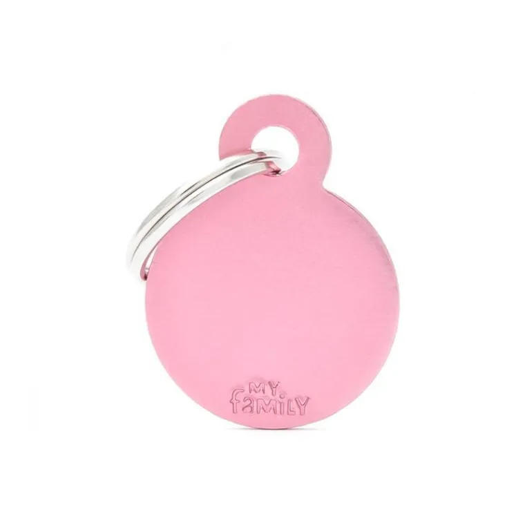 MYFAMILY Médaille basic petit cercle pour chien en aluminium rose