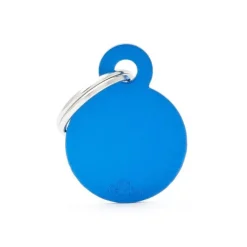 MYFAMILY Médaille basic petit cercle pour chien en aluminium bleu