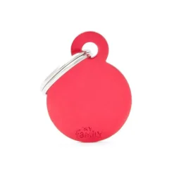 MYFAMILY Médaille basic petit cercle pour chien en aluminium rouge