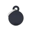 MYFAMILY Médaille basic petit cercle pour chien en aluminium noir