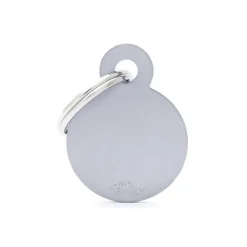 MYFAMILY Médaille basic petit cercle pour chien en aluminium gris