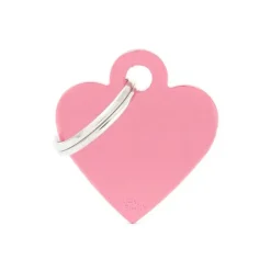 MYFAMILY Médaille basic petit cœur pour chien en aluminium rose