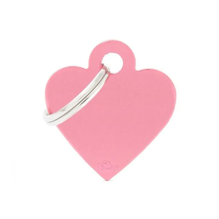 MYFAMILY Médaille basic petit cœur pour chien en aluminium rose