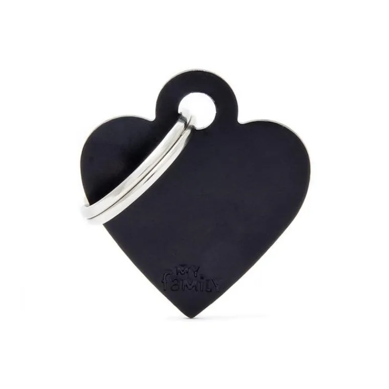 MYFAMILY Médaille basic petit cœur pour chien en aluminium noir