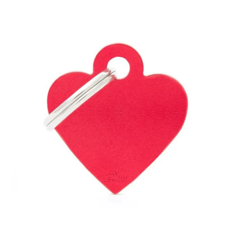 MYFAMILY Médaille basic petit cœur pour chien en aluminium rouge