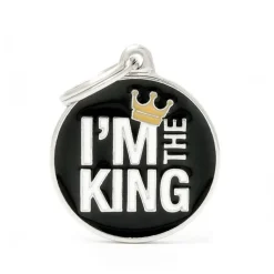 MYFAMILY Médaille charms king noire pour chien en métal
