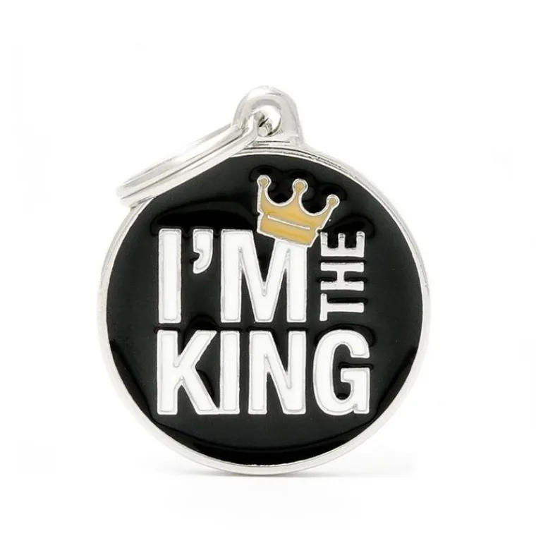 MYFAMILY Médaille charms king noire pour chien en métal