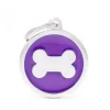 MYFAMILY Médaille classic grand cercle os violet pour chien en acier