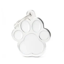 MYFAMILY Médaille classic grande patte blanche pour chien en acier