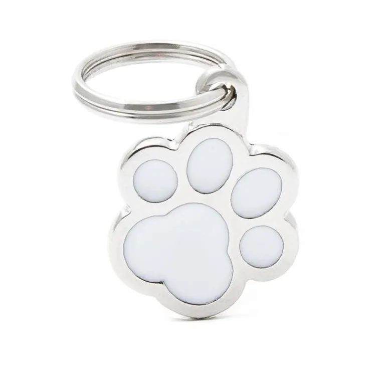 MYFAMILY Médaille classic patte blanche pour chien en acier