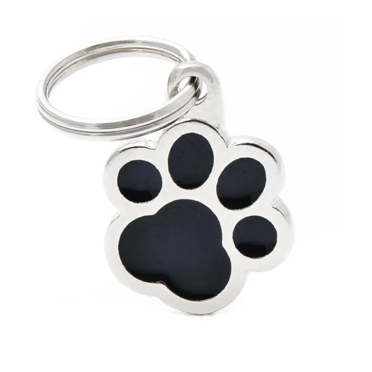 MYFAMILY Médaille classic patte noire pour chien en acier