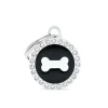 MYFAMILY Médaille glam petit cercle noir avec os