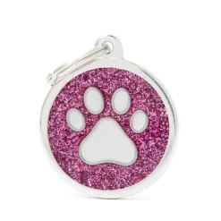 MYFAMILY Médaille shine grand cercle noir patte rose