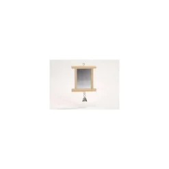 TYROL Miroir en bois pour oiseaux avec cloche 10,5x10 cm