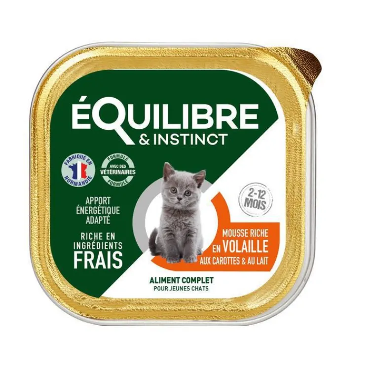 EQUILIBRE & INSTINCT Mousse pour chaton à la volaille et aux carottes Équilibre & Instinct - 85 g