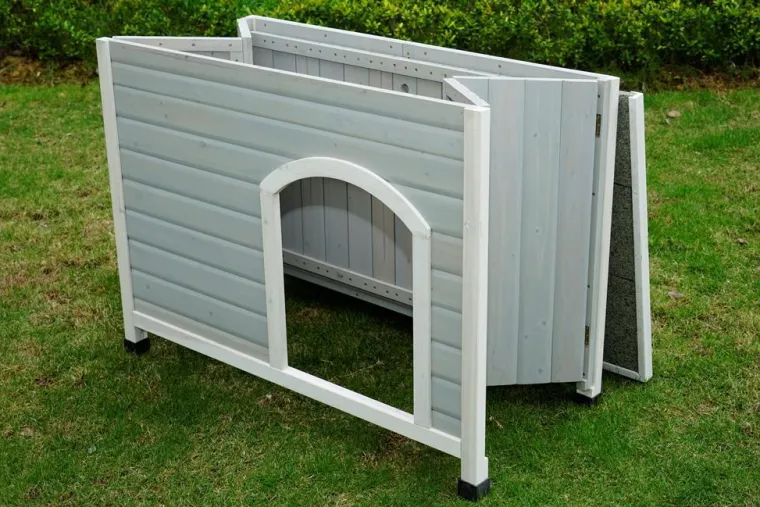 Niche pliable coloris gris/blanc taille L - 115 x 72,5 x 83 cm