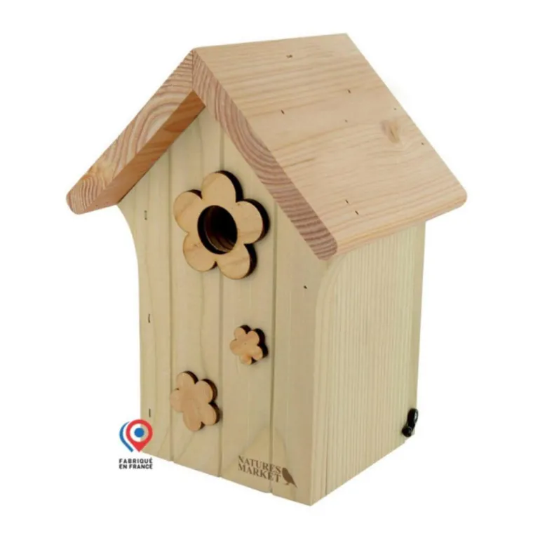 NATURES MARKET Nichoir le poupon pour mésanges bleues en bois 19 x 16 x 26 cm