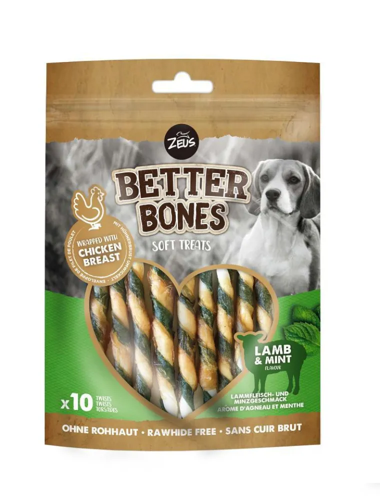 ZEUS Os à mâcher pour chien agneau et menthe Better Bones WrapTwist - x 10