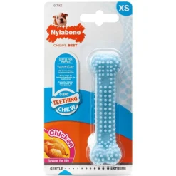 NYLABONE Os de dentition pour chiot saveur poulet taille XS bleu