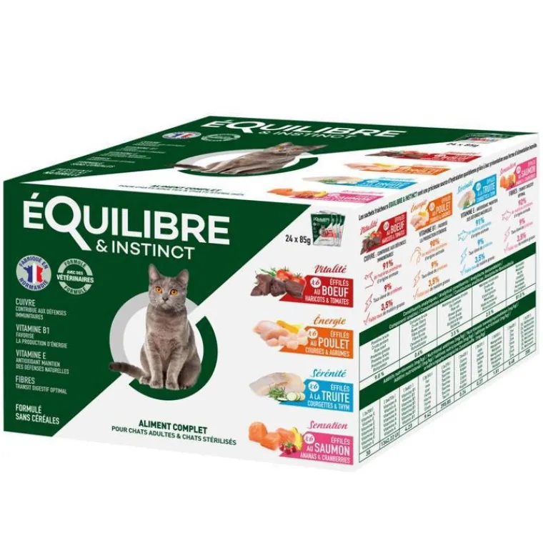 EQUILIBRE & INSTINCT Pack de pâtées pour chat adulte ou stérilisé Équilibre & Instinct - 24 x 85 g