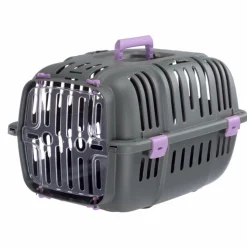 FERPLAST Panier de transport pour chat ou petit chien en plastique coloris gris Jet 10 - 47 x 32 x 29 cm