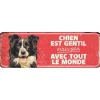 D&D HOME Panneau d'avertissement chien coloris rouge en métal galvanisé - 40 x 13 x 0,3 cm