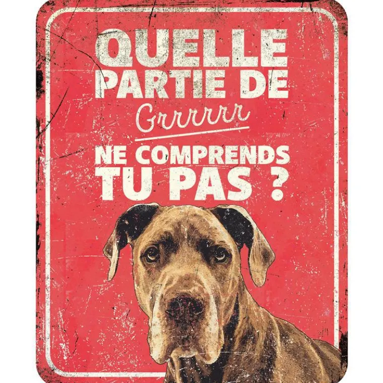 D&D HOME Panneau d'avertissement danois coloris rouge en métal galvanisé - 25 x 20 x 0,3 cm
