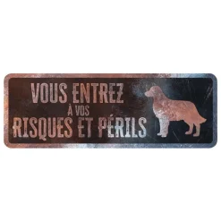 D&D HOME Panneau d'avertissement golden retriever coloris noir en métal galvanisé - 40 x 13 X 0,3 cm