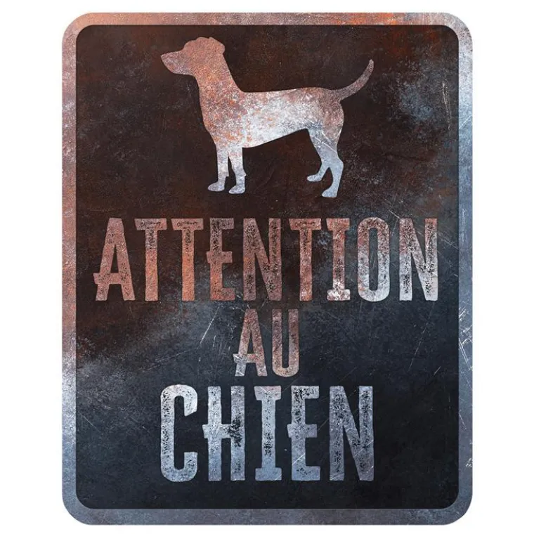D&D HOME Panneau d'avertissement jack russel coloris noir en métal galvanisé - 25 x 20 x 0,3 m