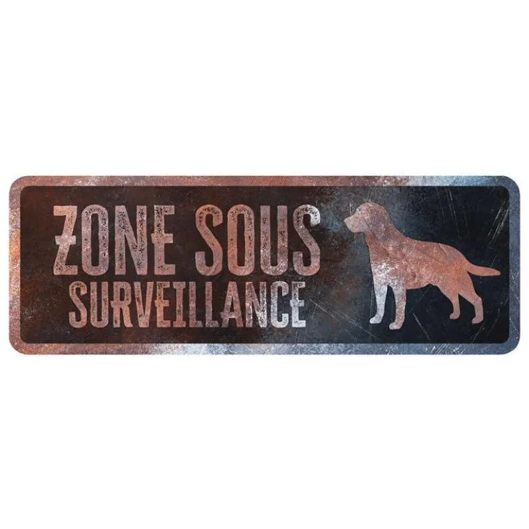 D&D HOME Panneau d'avertissement labrador coloris noir en métal galvanisé - 40 x 13 X 0,3 cm