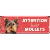 D&D HOME Panneau d'avertissement terrier coloris rouge en métal galvanisé - 40 x 13 x 0,3 cm