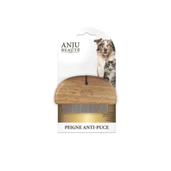 ANJU BEAUTÉ Peigne anti-puces pour chien et chat coloris marron Anju Beauté – 10 x 6 x 2 cm