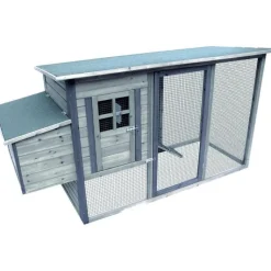 FLAMINGO Poulailler avec enclos en bois traité Palacio modèle Cottage - L 200 x l 76 x H 104 cm