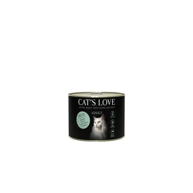 CAT'S LOVE Pâtée naturelle pour chat à la dinde - boite de 200 g