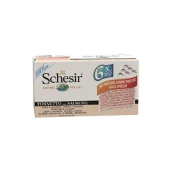 SCHESIR Pâtée pour chat au Thon et Saumon Pack de 6 boites de 50 g