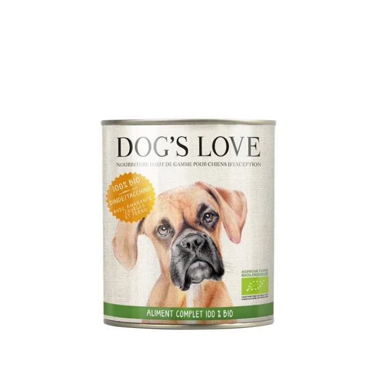DOG'S LOVE Pâtée pour chien à la dinde bio - boite de 800 g