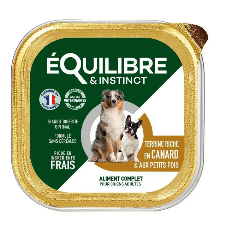 EQUILIBRE&INSTINCT Pâtée pour chien au canard en barquette de 300 g