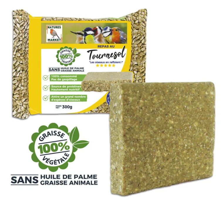 NATURES MARKET Repas au tournesol pour oiseaux de la nature – 300 g