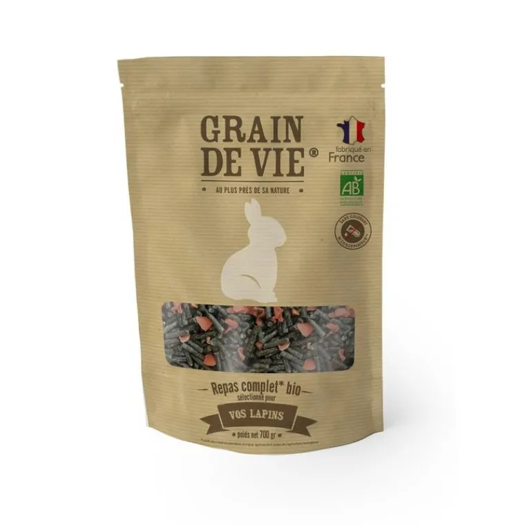 GRAIN DE VIE Repas complet bio aux carottes pour lapins – 700 g