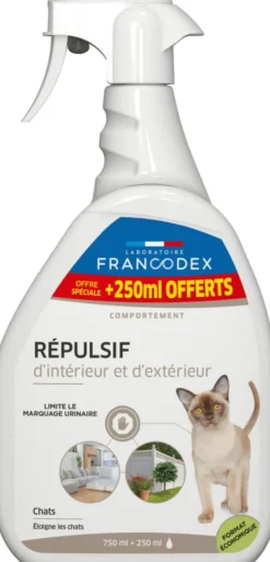 FRANCODEX RŽpulsif d'intŽrieur et d'extŽrieur pour chat agrumes et lavande - 1 L