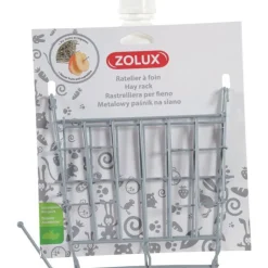 ZOLUX Râtelier à foin pour les rongeurs en métal coloris gris – 19,5 x 3,5 x 17,5 cm