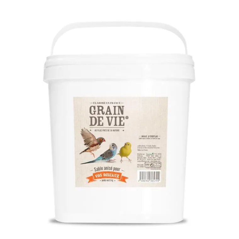 GRAIN DE VIE Sable anisé blanc antibactérien pour oiseaux - 6 kg