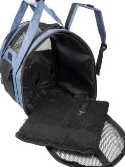 FLAMINGO Sac à dos de transport pour animal de compagnie coloris bleu Lene - 36 x 32 x 32 cm