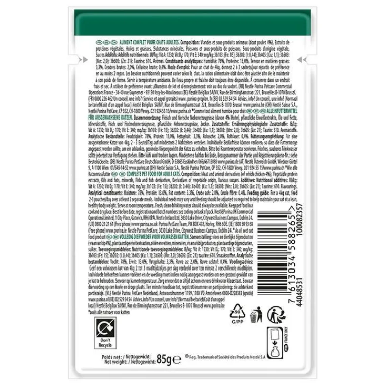 PRO PLAN Sachet au poulet pour chat stérilisé Purina – 85 gr