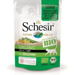 SCHESIR Sachet fraîcheur bio pour chat porc et bœuf avec courgettes